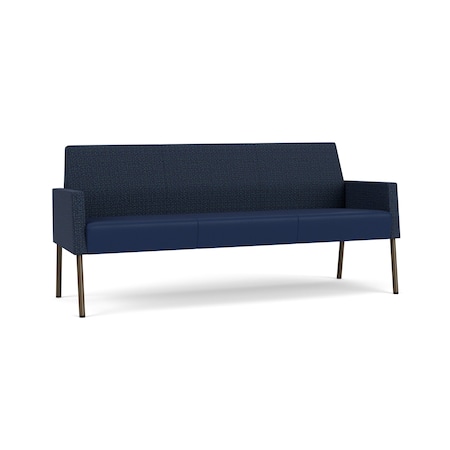 Mystic Lounge Reception Sofa, Bronze, RF Blueberry Back, MD Ink Seat, RF Blueberry Arm Panels